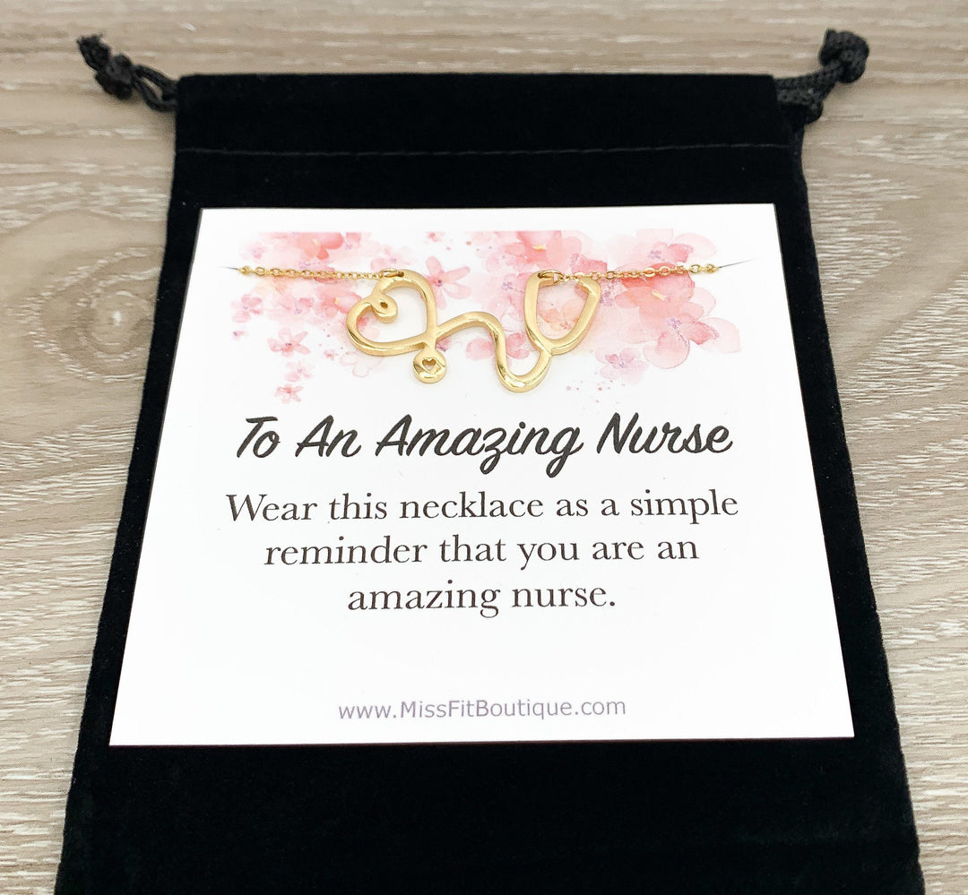 Amazing Nurse, Stethoscope Necklace, Nurse Appreciation Gift, Nursing Jewelry Gift, Thank You Gift from Patient, Nursing Student Gift