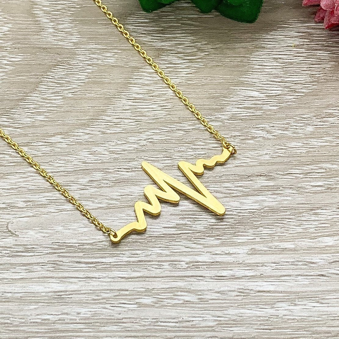 Stepmom, EKG Heartbeat Necklace with Card, Blended Family, Stepmother