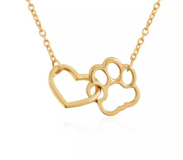 Interlocking Paw Print Necklace, Dainty Paw Pendant, Minimal Pet Jewelry, Cat Lover Gift, Dog Owner, Paw Prints on your Heart, Pet Loss