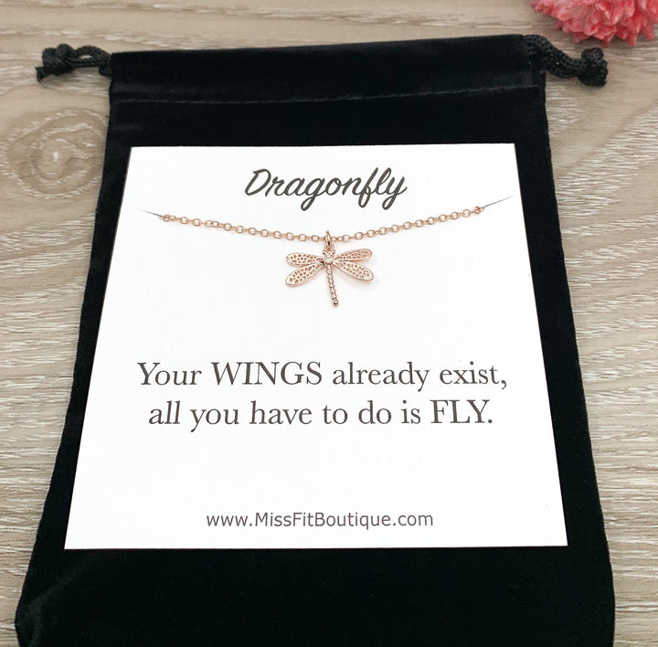 Graduation Card, Dainty Dragonfly Necklace, Personalized Grad Gift for Her, New Beginning Gift, High School Graduate 2026, Holiday Gift
