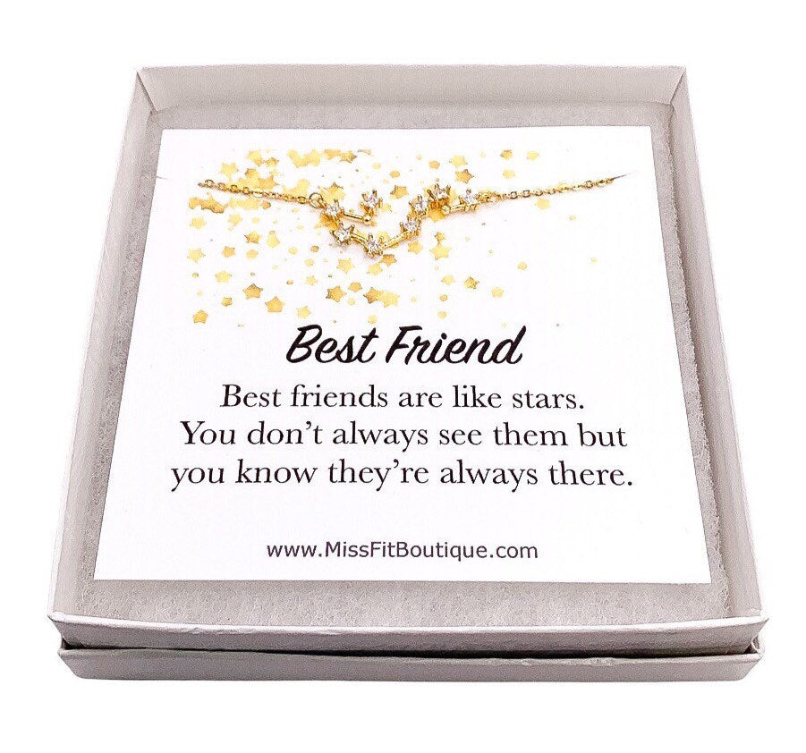 Best Friends Are Like Stars, Studded Star Necklace, Dainty Celestial Jewelry, Best Friends Birthday Gifts, Long-Distance Friendship Gift
