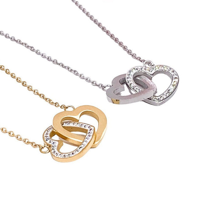 Father Daughter Necklace, Gift for Daughter from Dad, Double Heart Necklace, Two Interlocking Hearts Necklace, Birthday Gift for Her