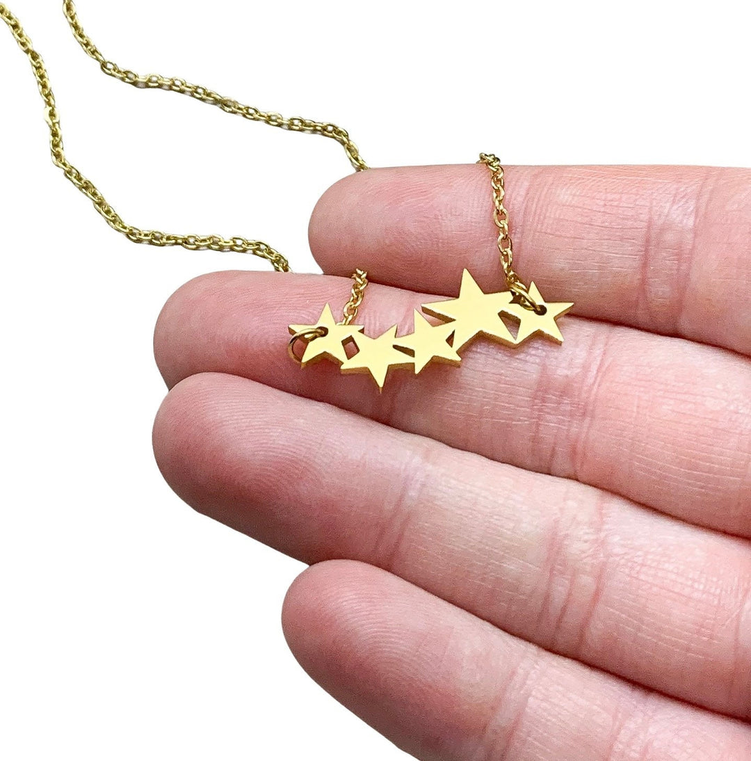 Collier 5 étoiles, Bijou céleste, Collier astronomie, Pendentif étoiles multiples, Collier cinq étoiles minimaliste