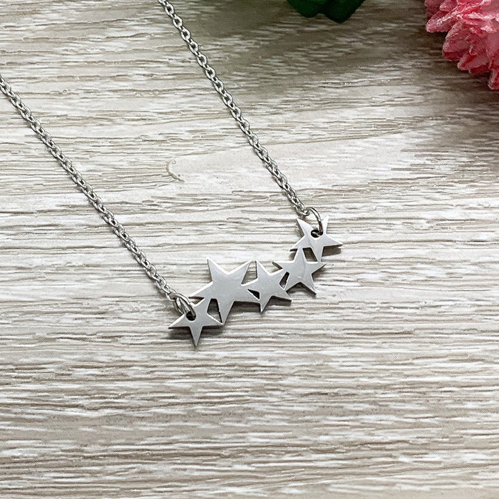 Collier 5 étoiles, Bijou céleste, Collier astronomie, Pendentif étoiles multiples, Collier cinq étoiles minimaliste