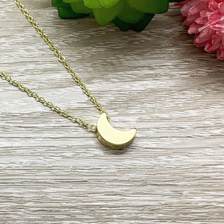 Collier Croissant de Lune, Bijou Lunaire Délicat, Pendentif Lune Mini, Collier Minimaliste, Bijou Céleste, Cadeau d'Anniversaire pour Elle