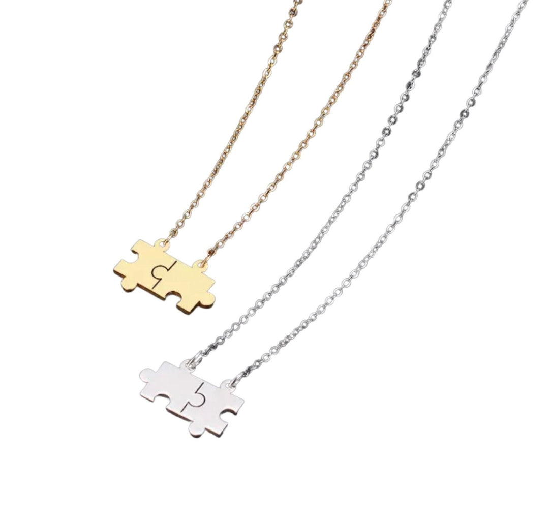 Collier double puzzle, pendentif pièce de puzzle, bijou autisme, maman d'enfant autiste, cadeau pour enseignant spécialisé, Divergent