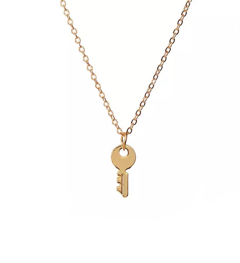 Collier Clé Mini Argent, Pendentif Clé Mini Or, Collier Superposable, La confiance est essentielle, Bijou Petit Rappel, Cadeau pour Elle
