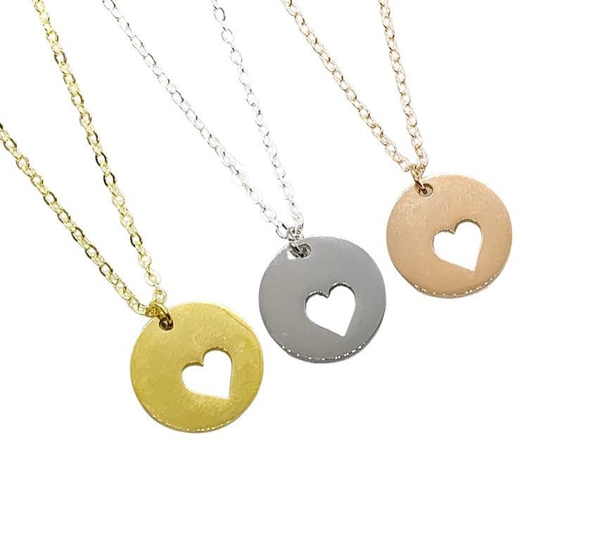 Circle with Heart Necklace Rose Gold, Minimalist Heart Necklace, Motherhood Gift, Friendship Necklace, Grandmother Gift from Granddaughter