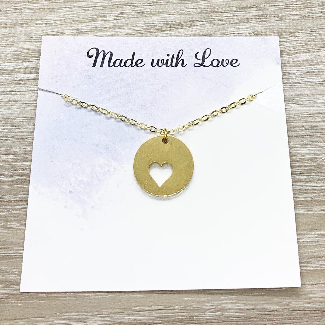 Circle with Heart Necklace Rose Gold, Minimalist Heart Necklace, Motherhood Gift, Friendship Necklace, Grandmother Gift from Granddaughter