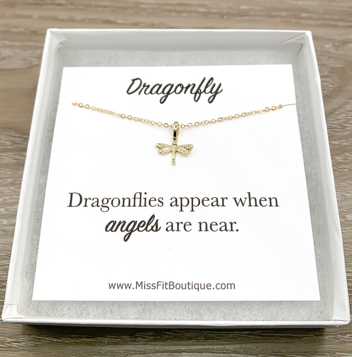 Dragonfly Necklace, Dragonflies Appear When Angels Are Near Jewelry, Memorial Gift, Grief Necklace, Mourning Jewelry, Miscarriage Necklace
