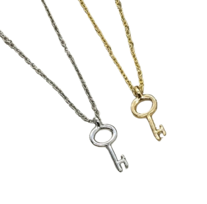 Tiny Key Pendant, Key to Success Necklace, Gift for Student, Friendship Necklace, Key Shaped Pendant, Skeleton Key Charm, Student Gift
