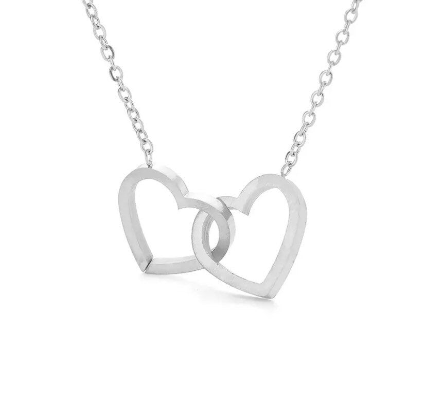 Best Sister Necklace, Meaningful Gift, 2 Interlocking Hearts Necklace, Sisterhood Necklace, Gift for Sister, Double Heart Necklace, Graduate