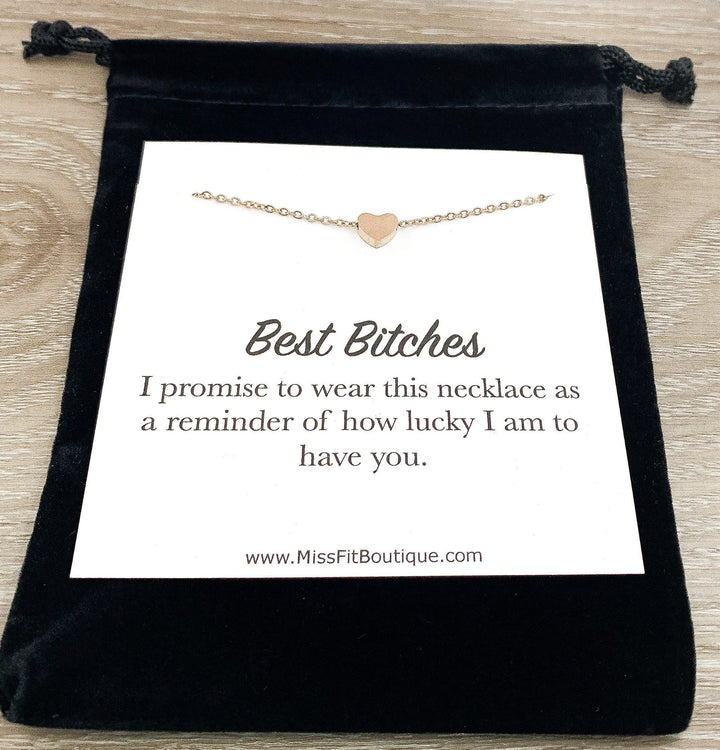 Carte « Meilleures Amies », Collier Petit Cœur, Petit Cadeau Souvenir, Cadeau pour Personne Spéciale, Cadeau pour Meilleure Amie, Cadeau pour Sœur, Cadeau « Je pense à toi »