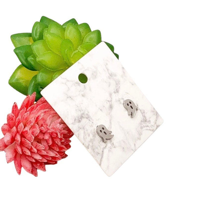 Tiny Ghost Stud Earrings, Halloween Earrings, Scary Jewelry, Little Rose Gold Ghost Studs, Halloween Party Gift, Spooky Earrings for Her