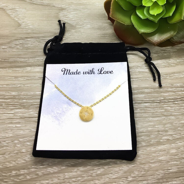 Collier Boussole Mini, Bijou de Voyage Délicat, Cadeau de Départ pour une Amie, Collier Minimaliste, Cadeau pour une Nouvelle Aventure, Cadeau pour Compagnon de Voyage