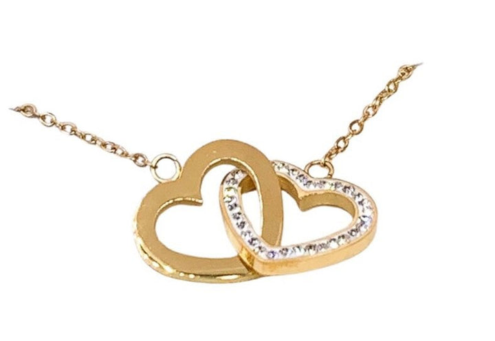 Mother Son Necklace, Gift for Mom from Son, Double Heart Necklace, Two Interlocking Hearts Necklace, Mom Birthday Gift from Son