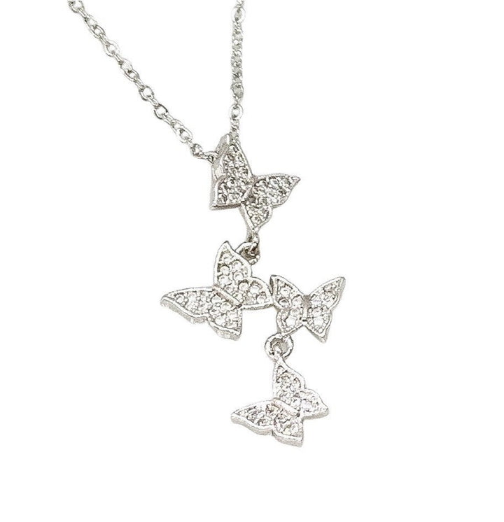Collier Papillons Multiples, Citation « Elle vole avec les papillons », Collier Souvenir, Collier Petit Papillon, Cadeau Souvenir, Cadeau de Fêtes