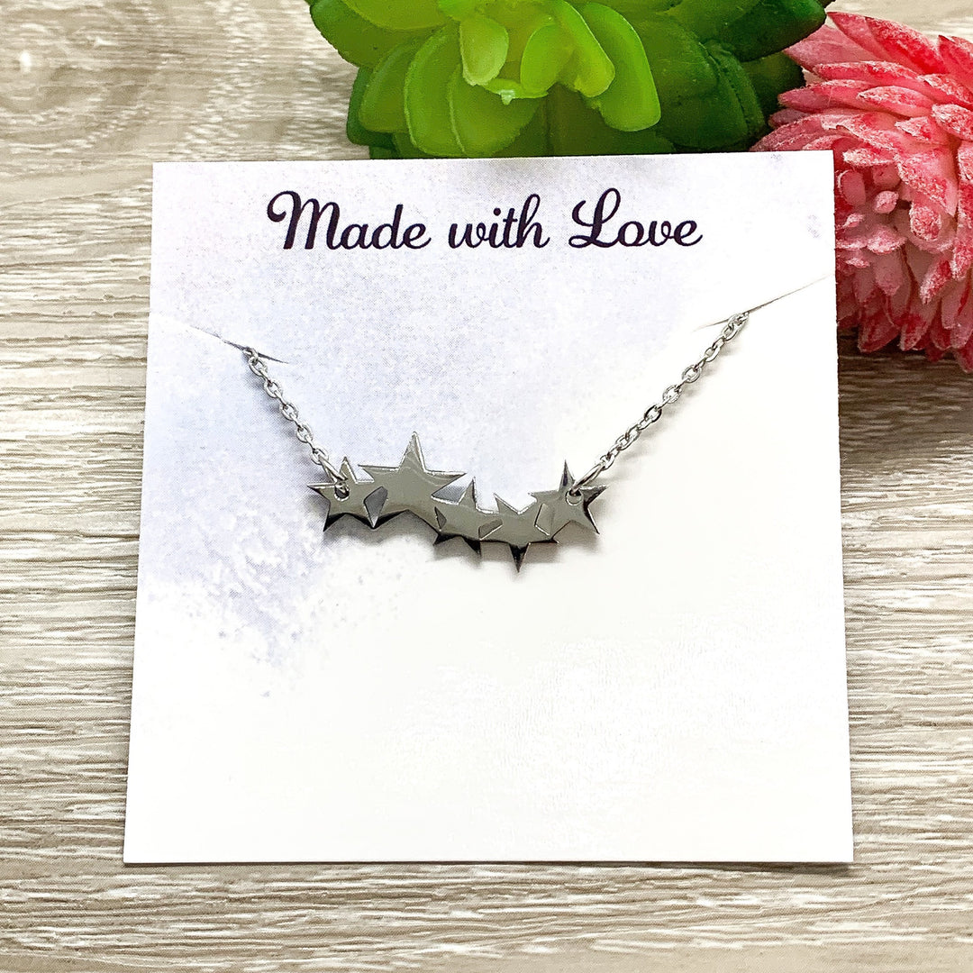 Collier 5 étoiles, Bijou céleste, Collier astronomie, Pendentif étoiles multiples, Collier cinq étoiles minimaliste