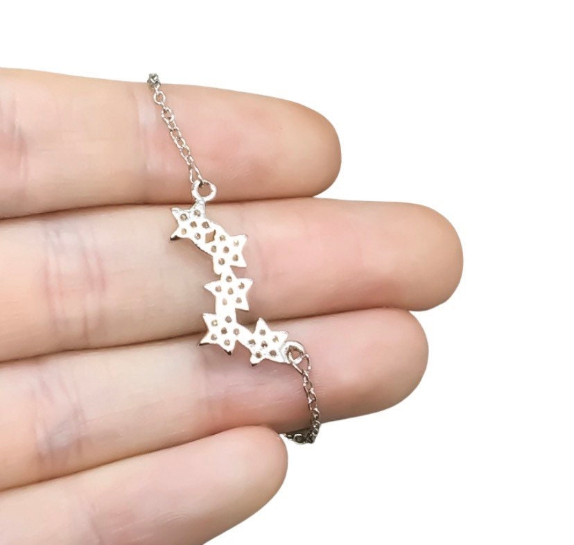 Collier Étoiles Multiples, Bijou Céleste, Pendentif Étoiles en Zirconium Cubique, Collier Astronomie, Collier Petites Étoiles, Bijou Minimaliste