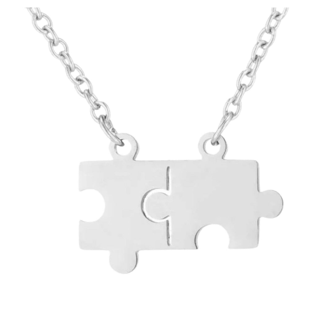 Collier double puzzle, pendentif pièce de puzzle, bijou autisme, maman d'enfant autiste, cadeau pour enseignant spécialisé, Divergent
