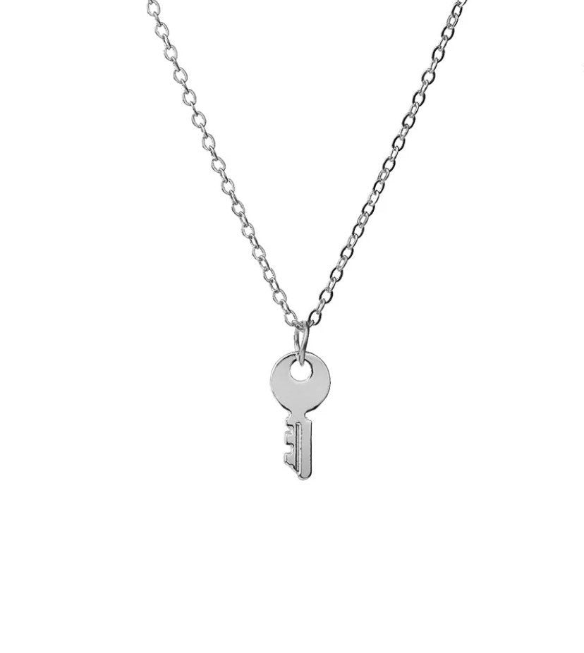 Collier Clé Mini Argent, Pendentif Clé Mini Or, Collier Superposable, La confiance est essentielle, Bijou Petit Rappel, Cadeau pour Elle