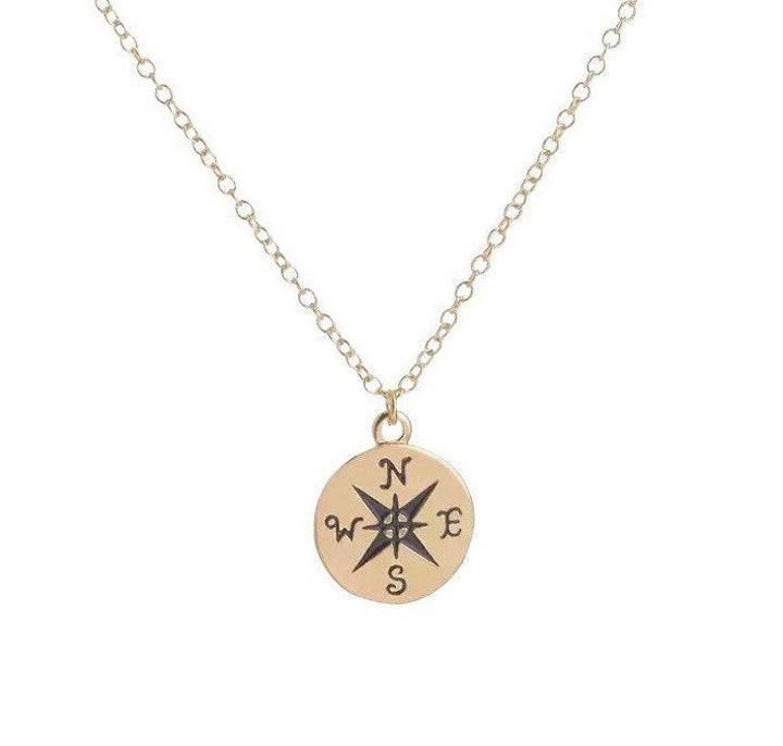 Collier boussole argenté, bijou de voyage délicat, cadeau de départ pour une amie, collier tendance, cadeau pour une nouvelle aventure, cadeau pour une compagne de voyage