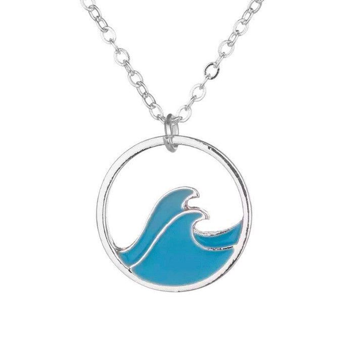 Collier Vague Bleue, Pendentif Vague, Collier Vague Simple Argent, Collier Surf, Bijoux Surfeur, Bijoux de Plage, Collier Bohème