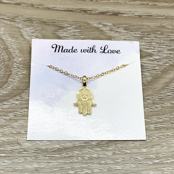 Gold Hamsa Hand Necklace, Spiritual Necklace, Protection Jewelry, Choker Necklace, Good Luck Necklace, Christmas Gift for Friend