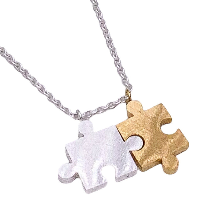Cadeau de sensibilisation à l'autisme, Collier double puzzle, Cadeau pour enseignant spécialisé, Bijou minimaliste, Pendentif puzzle, Remerciements aux enseignants