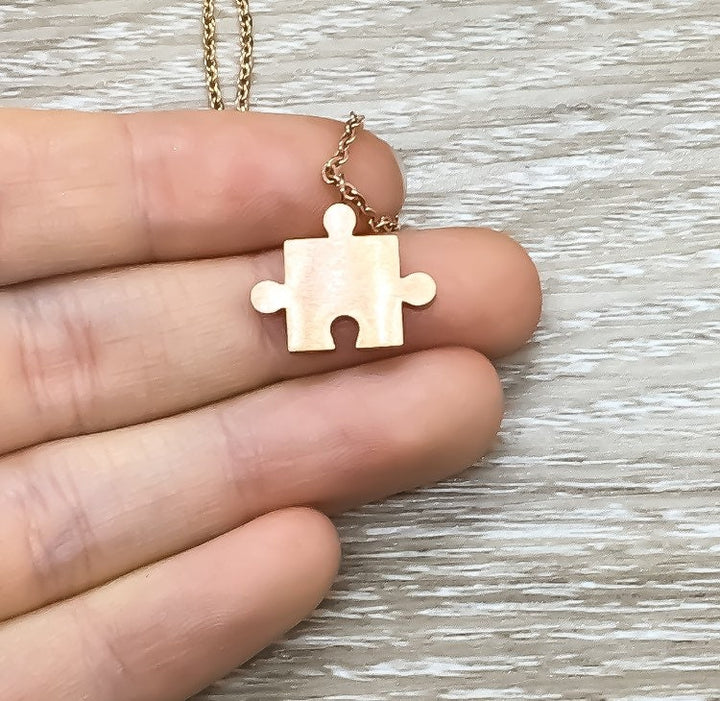 Cadeau de sensibilisation à l'autisme, Collier double puzzle, Cadeau pour enseignant spécialisé, Bijou minimaliste, Pendentif puzzle, Remerciements aux enseignants