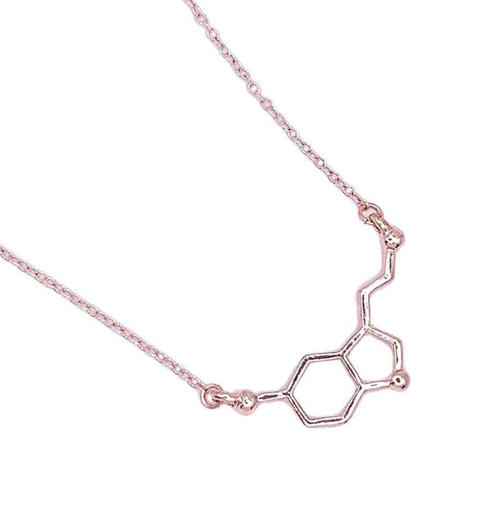Serotonin Necklace Rose Gold, Molecular Jewelry, Happiness Molecule Pendant, Biology Necklace, Cheer Up Gift, Women Necklaces