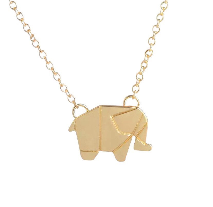 Origami Elephant Necklace, Safari Jewelry, Animal Lover Gift, Good Luck Necklace, Zoology Jewelry, Christmas Gift for Friend