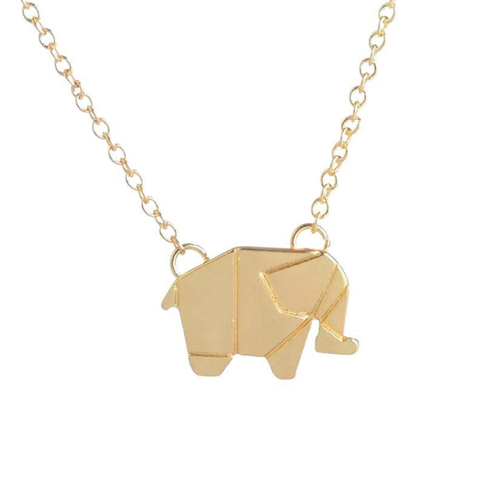 Origami Elephant Necklace, Safari Jewelry, Animal Lover Gift, Good Luck Necklace, Zoology Jewelry, Christmas Gift for Friend
