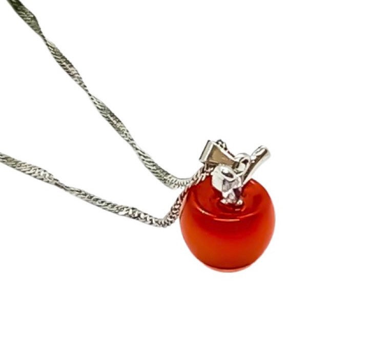 Collier Pomme, Collier Pomme en Opale Mini, Bijou Pomme, Collier Fruit, Collier Professeur, Bijou d'Automne, Cadeau de Rentrée des Classes