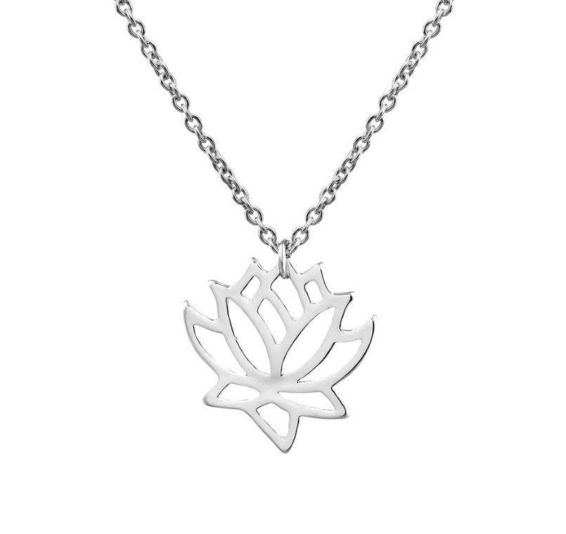 Lotus Flower Necklace, Dainty Lotus Necklace, Yoga Necklace, Floral Pendant, Flower Necklace, Zen Necklace, Layering Necklace