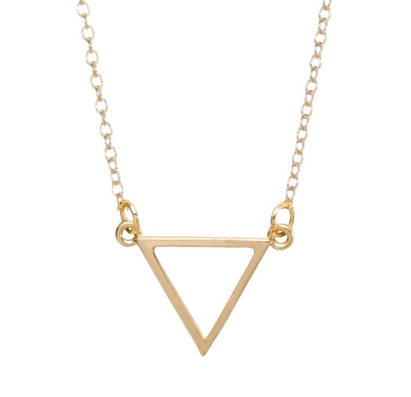 Simple Triangle Necklace, Trinity Necklace, Open Triangle Pendant, Warrior Necklace, Dainty Necklace, Gift for Friend, Christmas Gift