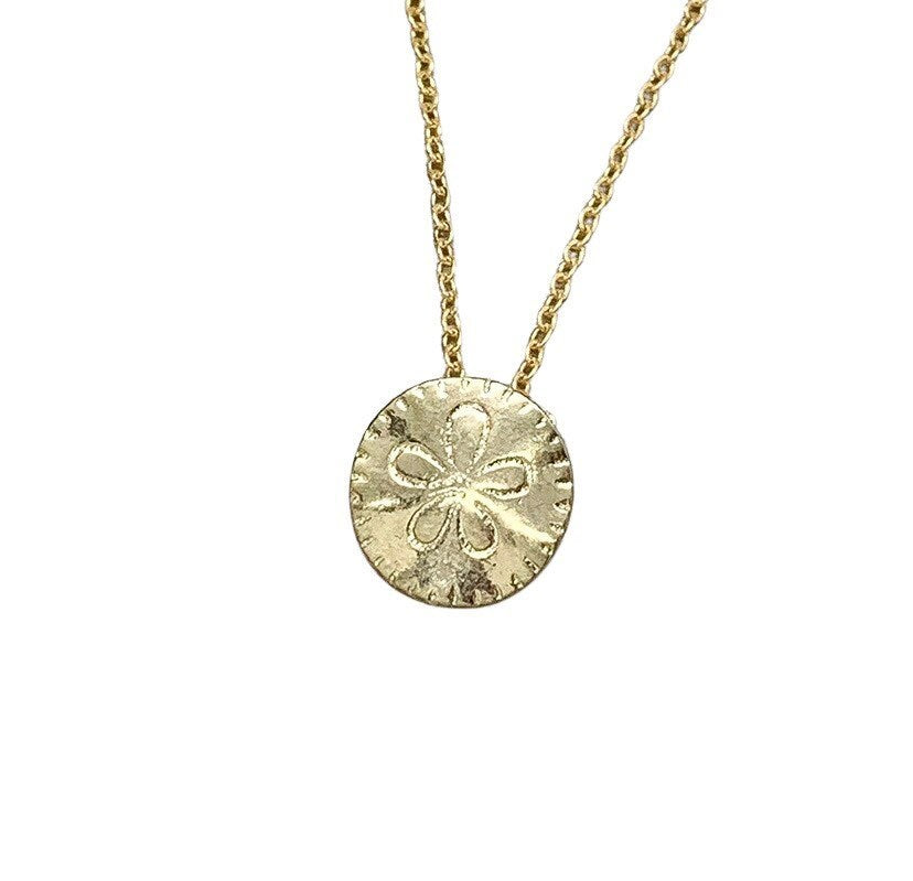 Collier pendentif dollar des sables, cadeau pour les amoureux de l'océan, bijoux de plage, pendentif dollar des sables doré, collier côtier, bijoux paysage marin, cadeau pour elle