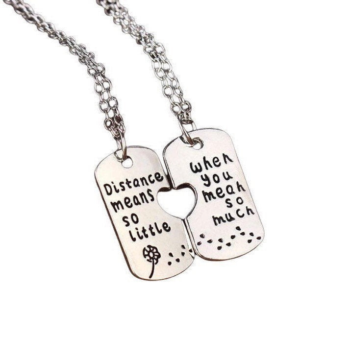 Distance Means So Little Quote, Long Distance Friends Gift Set for 2, Matching Friendship Gifts, Gift for Best Friend, Birthday