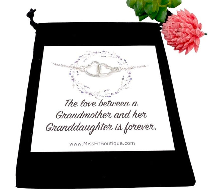 Grandmother Granddaughter Gift, Interlocking Hearts Necklace, Forever Love Gift, Double Hearts Necklace, Mom Necklace for Her