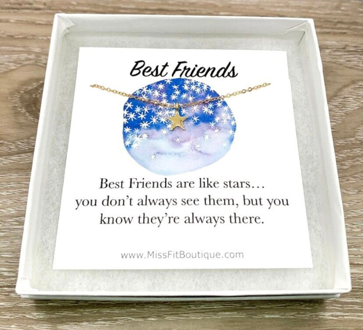 Les meilleures amies sont comme des étoiles, Collier étoile miniature, Bijou céleste simple, Cadeau d'anniversaire pour une meilleure amie, Cadeau pour une amie d'enfance, Cadeau de Noël