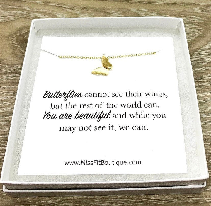 Magnifique collier papillon, carte avec message, pendentif insecte, bijou délicat, collier d'amitié, petit cadeau attentionné, cadeau pour une amie