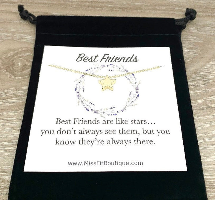 Les meilleures amies sont comme des étoiles, Collier céleste, Pendentif étoile miniature, Bijou constellation, Cadeau de fin d'études pour meilleure amie, Cadeau de Noël