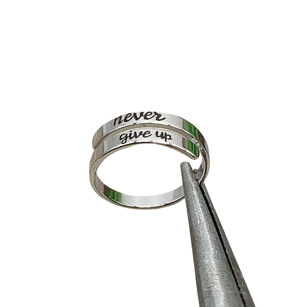 Never Give Up Wrap Ring, Motivational Jewelry, Inspirational Gift, Uplifting Jewelry, Midi Ring, Statement Ring, Gift for Friend, Self Love
