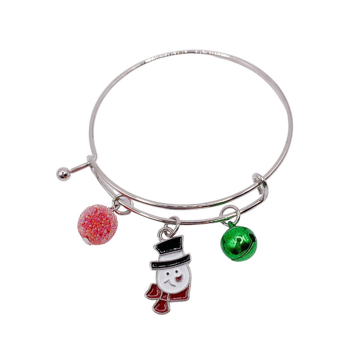 Bracelet jonc de Noël avec breloques, breloques de Noël, bijoux de fêtes, bracelets festifs, ensemble de bracelets à superposer, échange de cadeaux