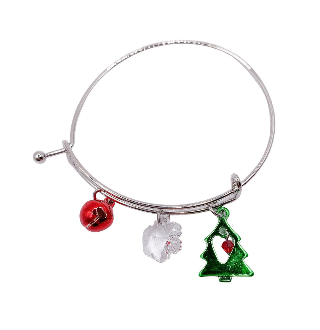 Bracelet jonc de Noël avec breloques, breloques de Noël, bijoux de fêtes, bracelets festifs, ensemble de bracelets à superposer, échange de cadeaux