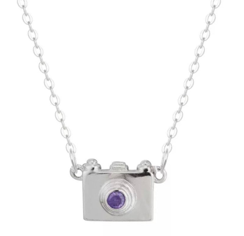 Collier mini appareil photo, argent sterling et zirconiums, cadeau pour photographe, cadeau pour photographe de mariage, cadeau de départ à la retraite, cadeau pour demoiselle d'honneur