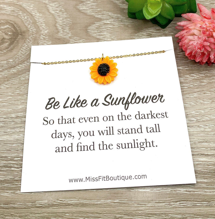 Sois comme un tournesol, Collier tournesol, Citation positive, Collier inspirant, Bijou floral, Cadeau bien-être mental, Joli cadeau pour une amie