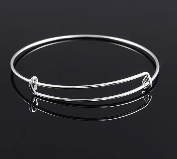 Bracelet jonc extensible, bracelet en acier inoxydable argenté, bracelet fini, base pour bracelet à breloques, bijou unisexe, fournitures pour la création de bijoux.