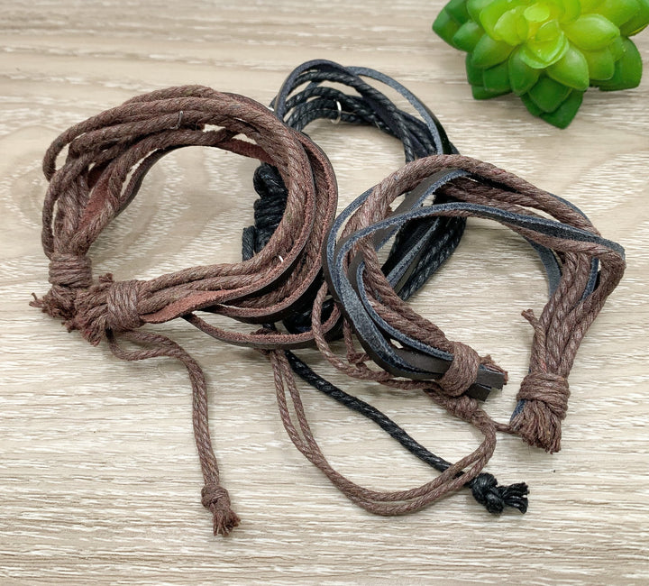 Bracelet enroulé multicouche, bracelet marron à plusieurs rangs pour hommes et femmes, base de bracelet à breloques multi-rangs, bijoux unisexes, fournitures pour la création de bijoux.