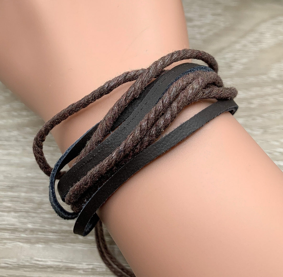 Bracelet enroulé multicouche, bracelet marron à plusieurs rangs pour hommes et femmes, base de bracelet à breloques multi-rangs, bijoux unisexes, fournitures pour la création de bijoux.